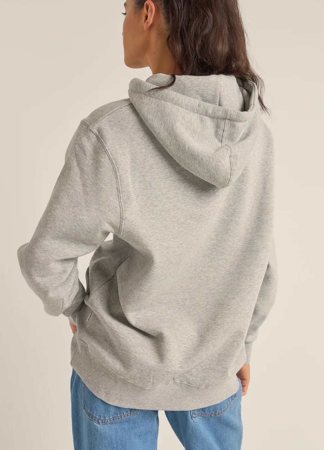 RHYTHM WOMENS LOGO BOYFRIEND FLEECE HOOD - GREY HEATHER