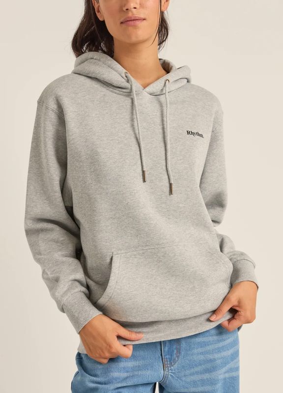 RHYTHM WOMENS LOGO BOYFRIEND FLEECE HOOD - GREY HEATHER
