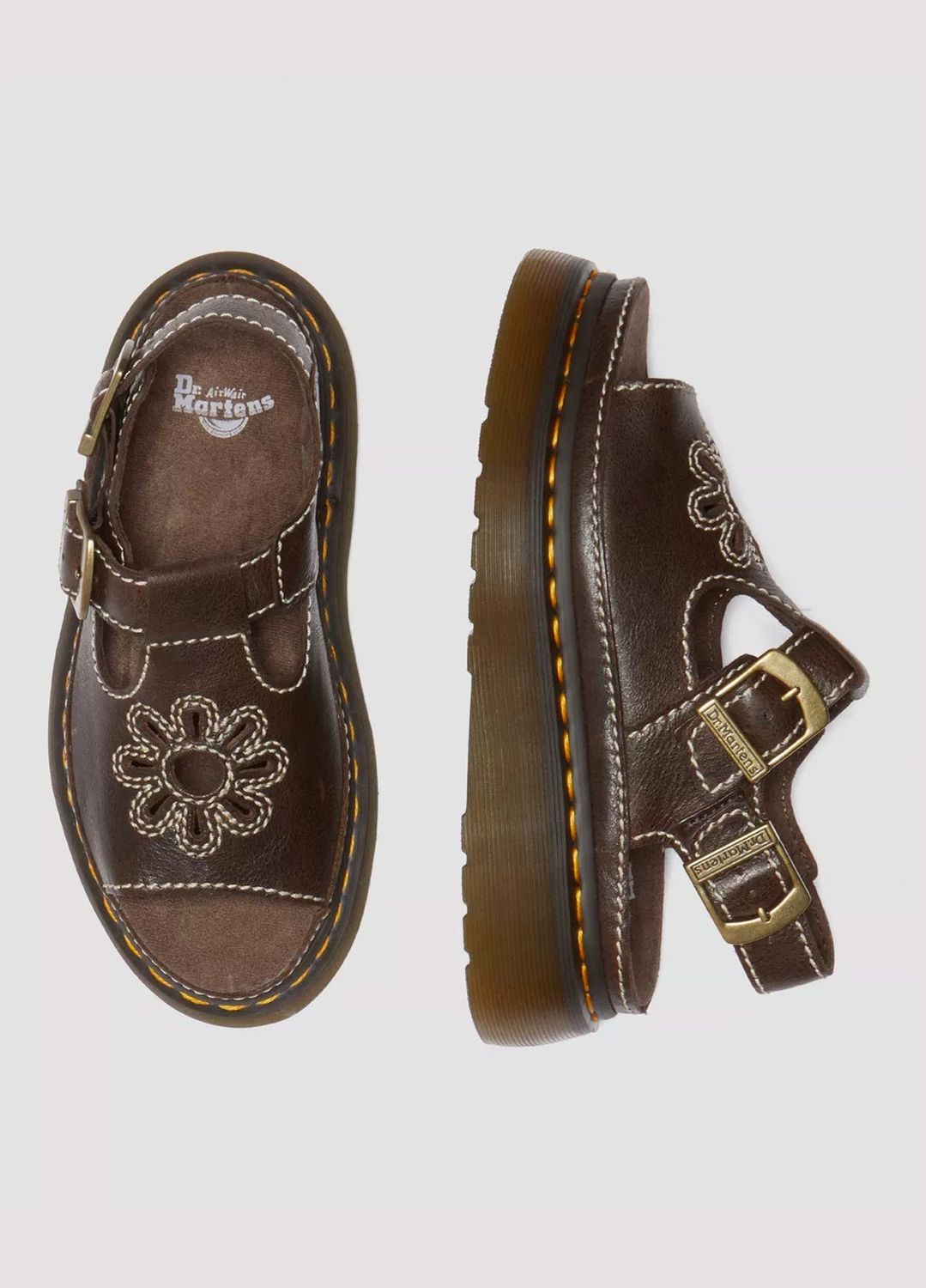 DR MARTENS DUNNET FLOWER STRAP SANDAL- KELP BROWN AR ROGUE
