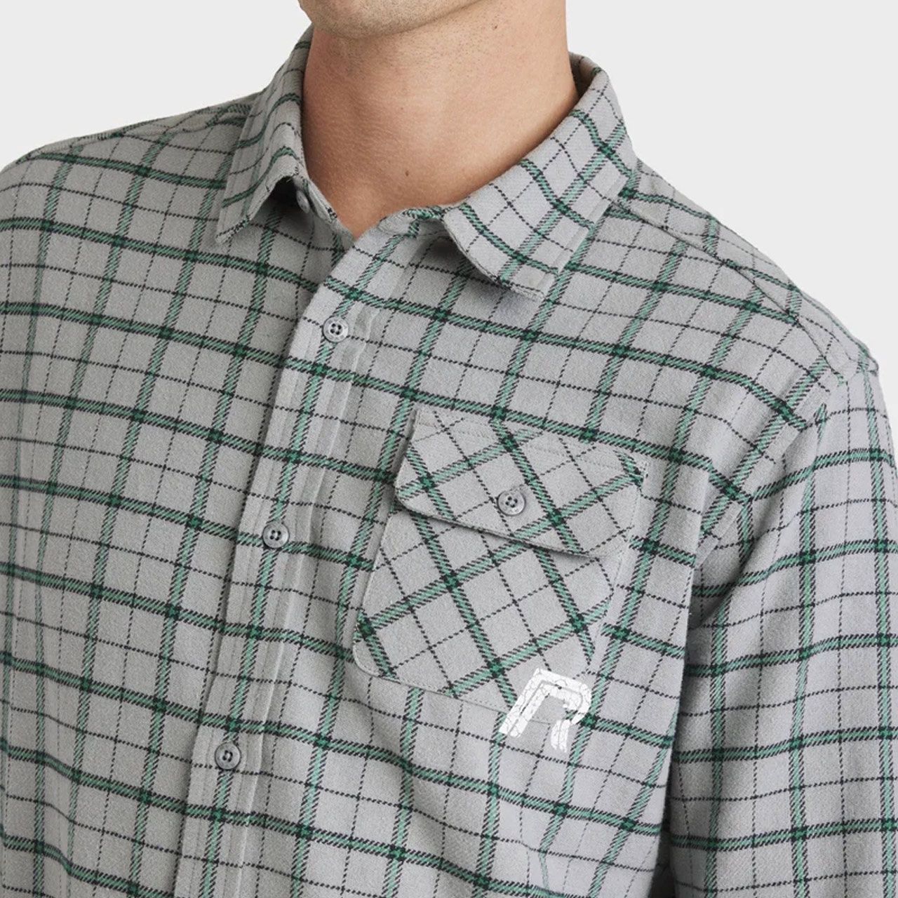 RVCA MENS TRACK SIDE LS SHIRT - SLEET