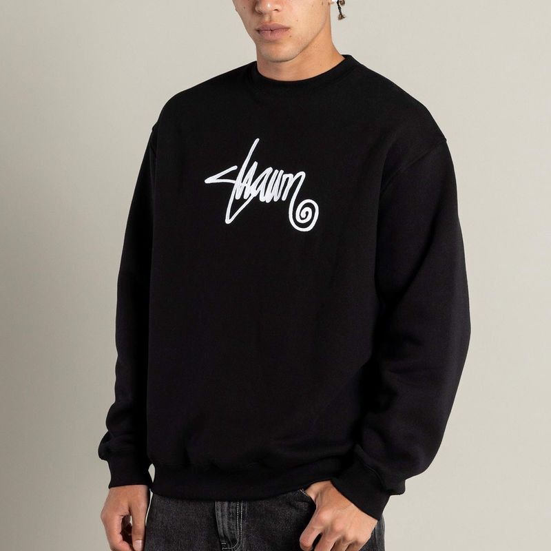 S-DOUBLE MENS SHAWN SCRIPT CREW - BLACK