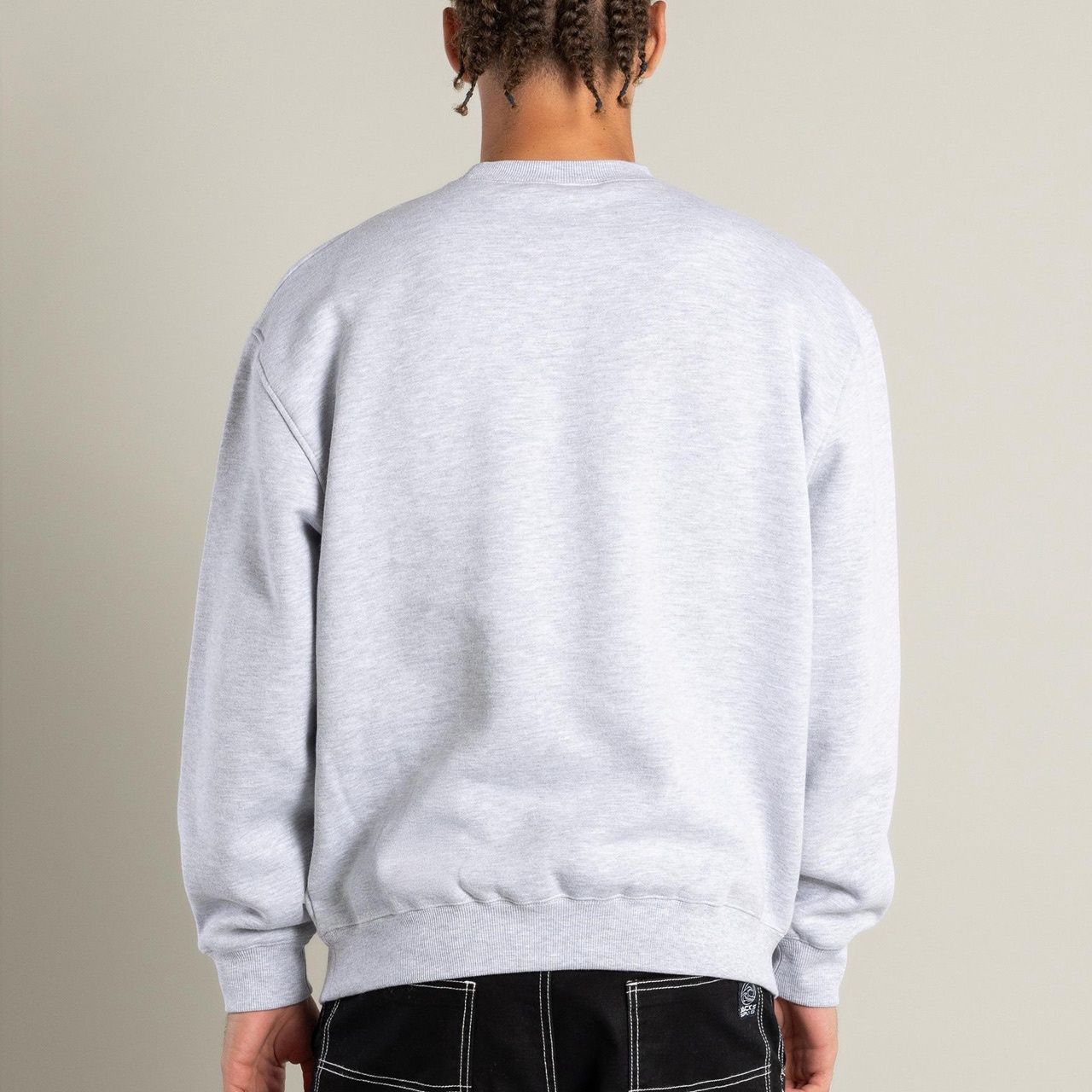 S-DOUBLE MENS SHAWN SCRIPT CREW - GREY HEATHER