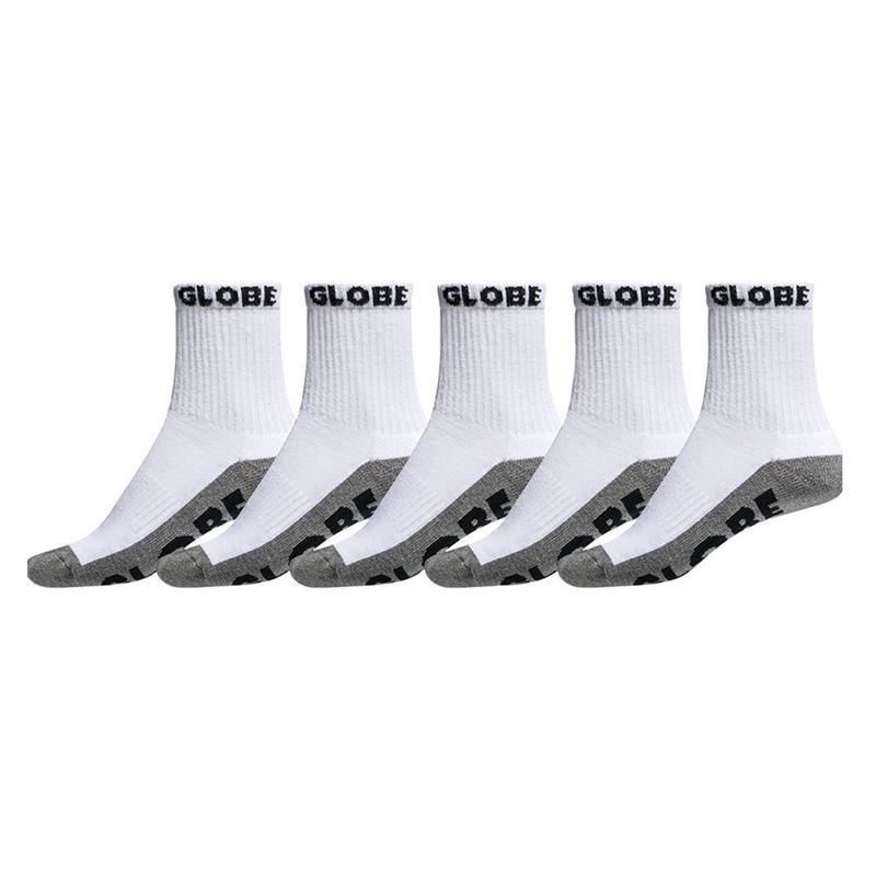 GLOBE KIDS QUARTER SOCK -  5 PACK - WHITE/GREY