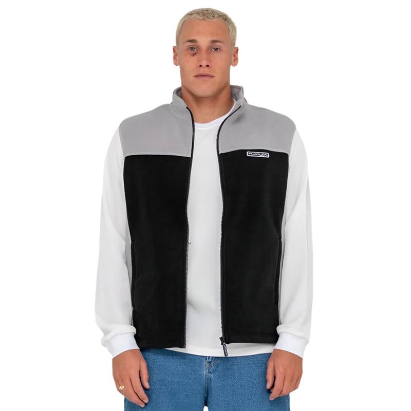 RUSTY MENS ON THE RUN TECH FLEECE VEST - BLACK