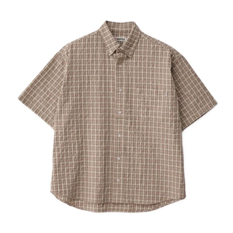 S-DOUBLE MENS YARD PLAID SS SHIRT - ORANGE