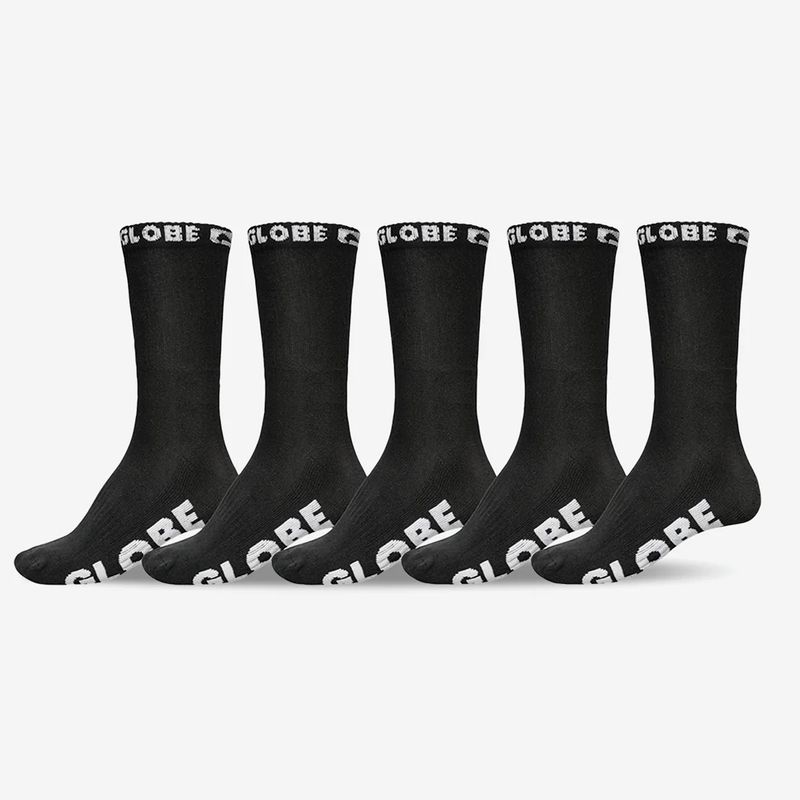 GLOBE MENS BLACKOUT SOCK - 5PACK - BLACK/BLACK