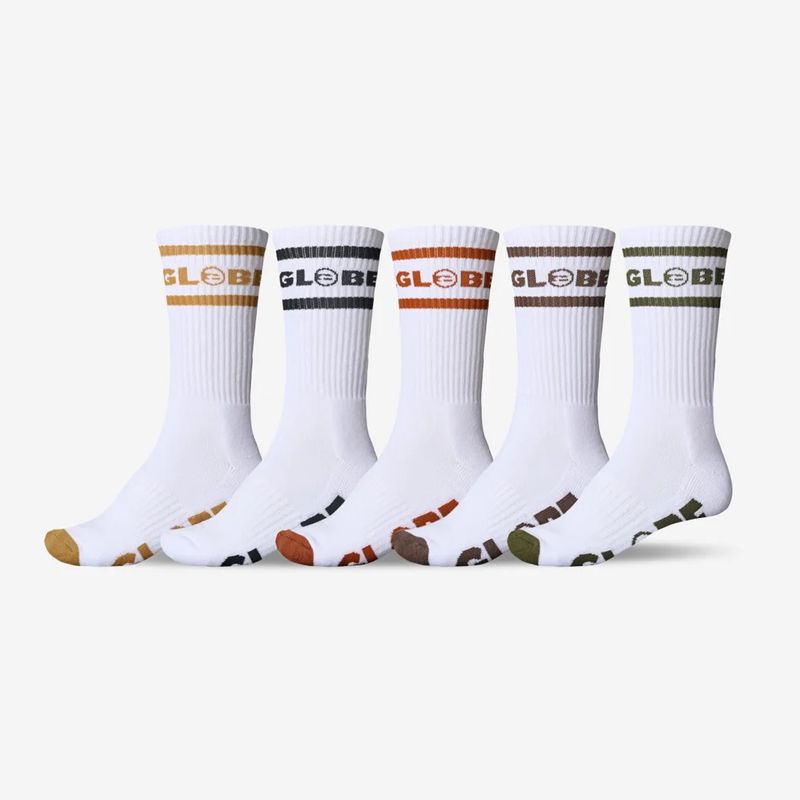 GLOBE TILT HI CREW SOCK 5PACK- WHITE/ASSORTED