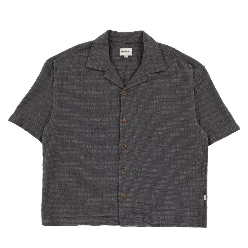 RHYTHM MENS RELAXED TEXTURE S/S SHIRT - CHARCOAL