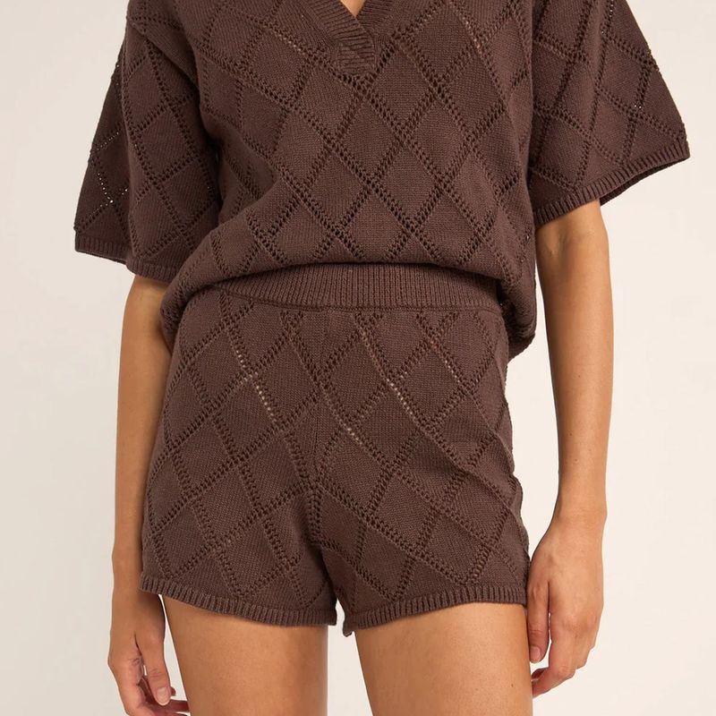 RHYTHM LADIES SUNNY KNIT BEACH SHORT - CHOCOLATE