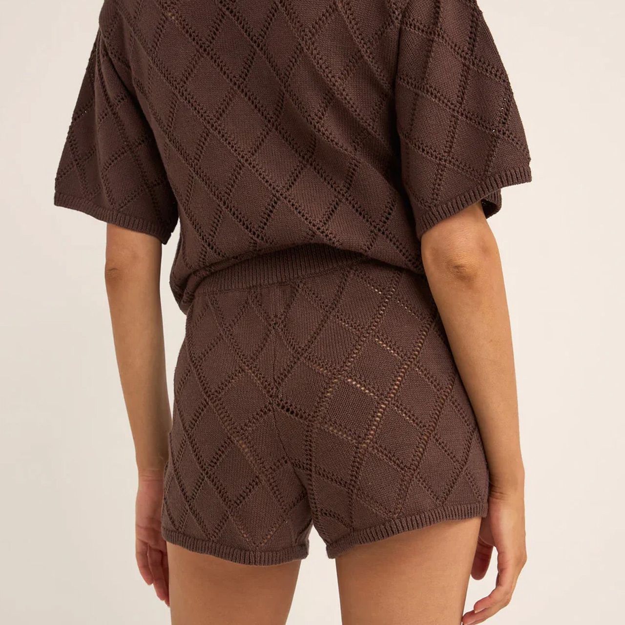 RHYTHM LADIES SUNNY KNIT BEACH SHORT - CHOCOLATE