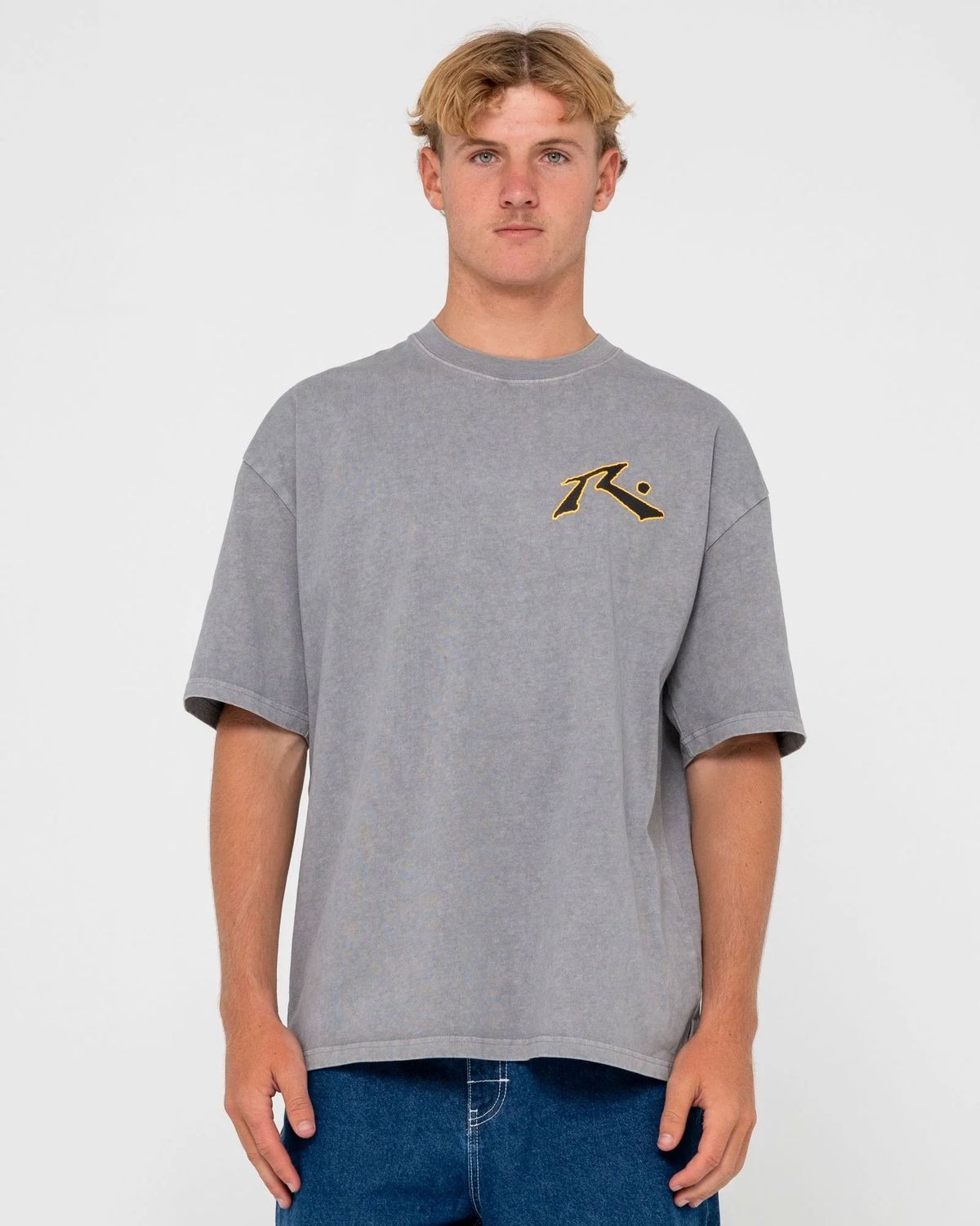 RUSTY MENS HERITAGE SS TEE - WASHED GREY