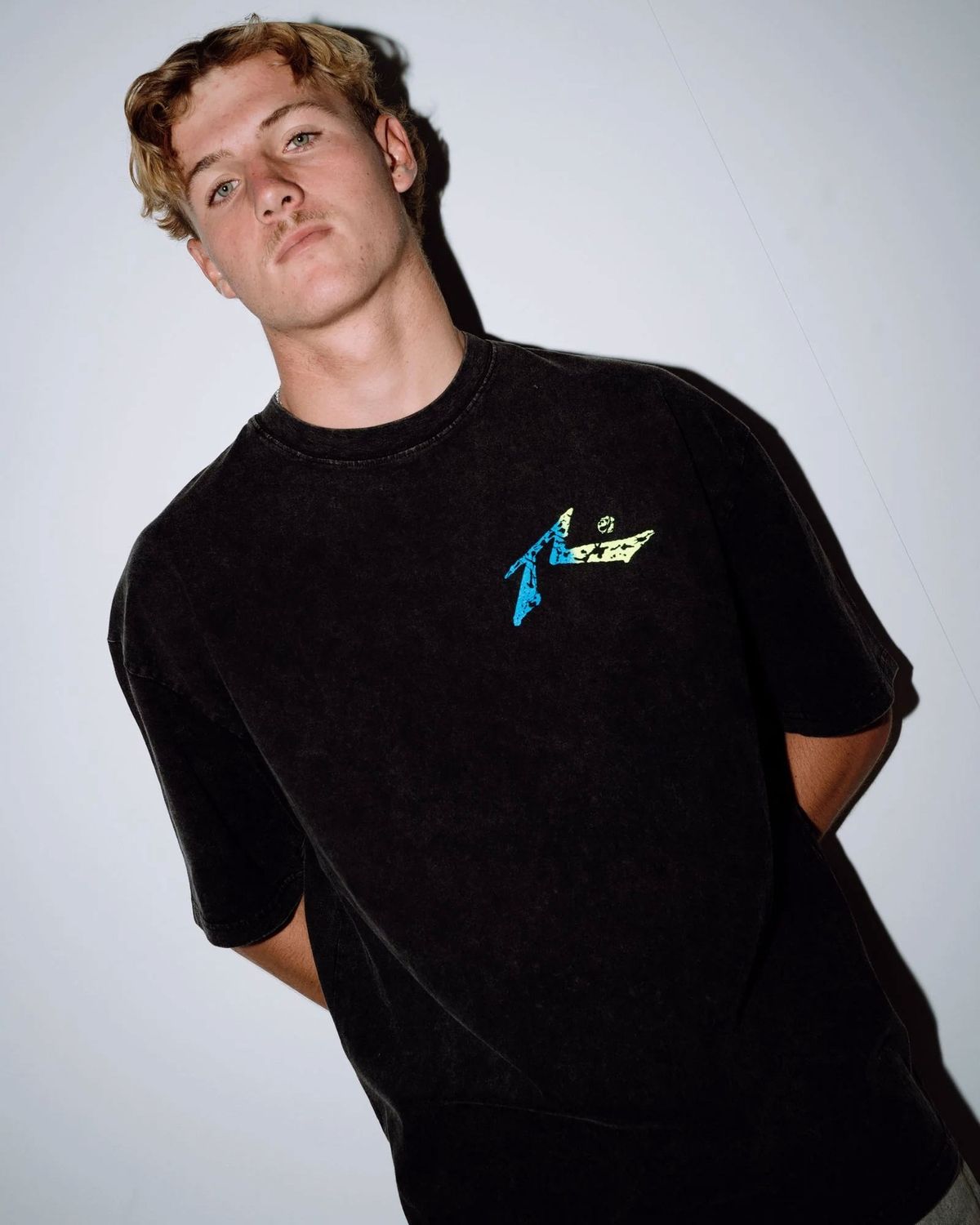 RUSTY MENS TECHNICOLOUR SS TEE - WASHED BLACK