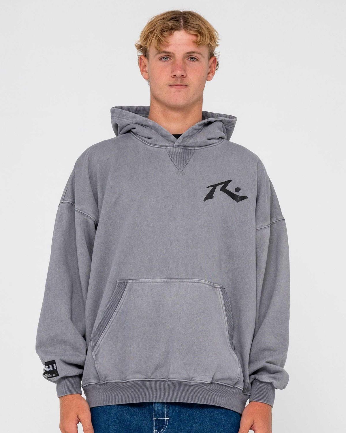 RUSTY MENS HERITAGE HOODIE - WASHED GREY