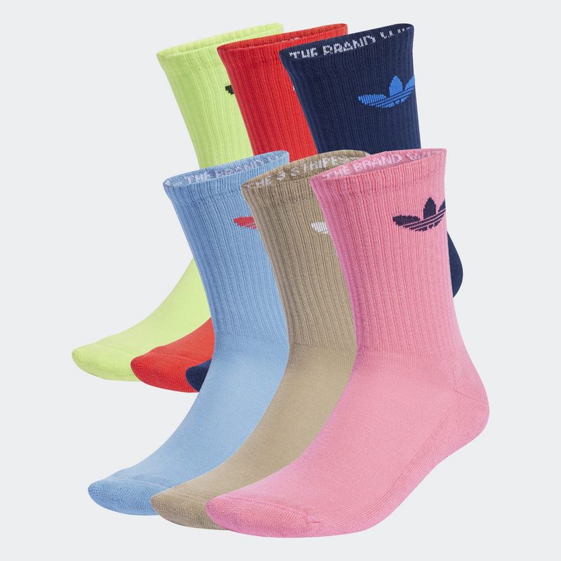 ADIDAS UNISEX TREFOIL CREW SOCK - 6 PACK - BLUE