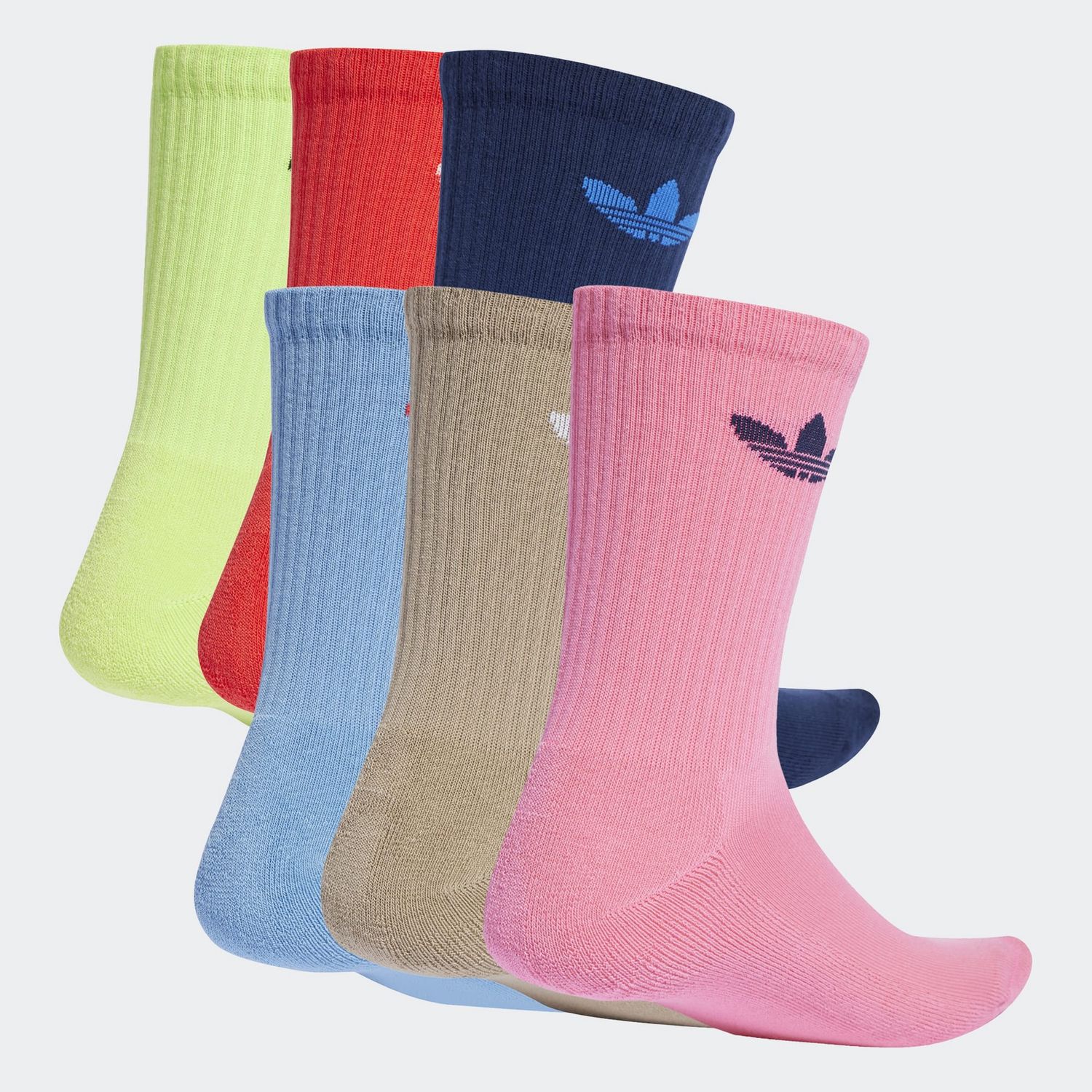 ADIDAS UNISEX TREFOIL CREW SOCK - 6 PACK - BLUE