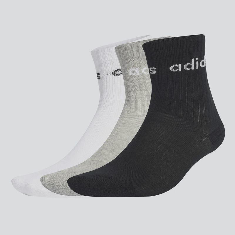 ADIDAS KIDS LIN CREW SOCK 3 PACK - WHITE/MARLE GREY/BLACK