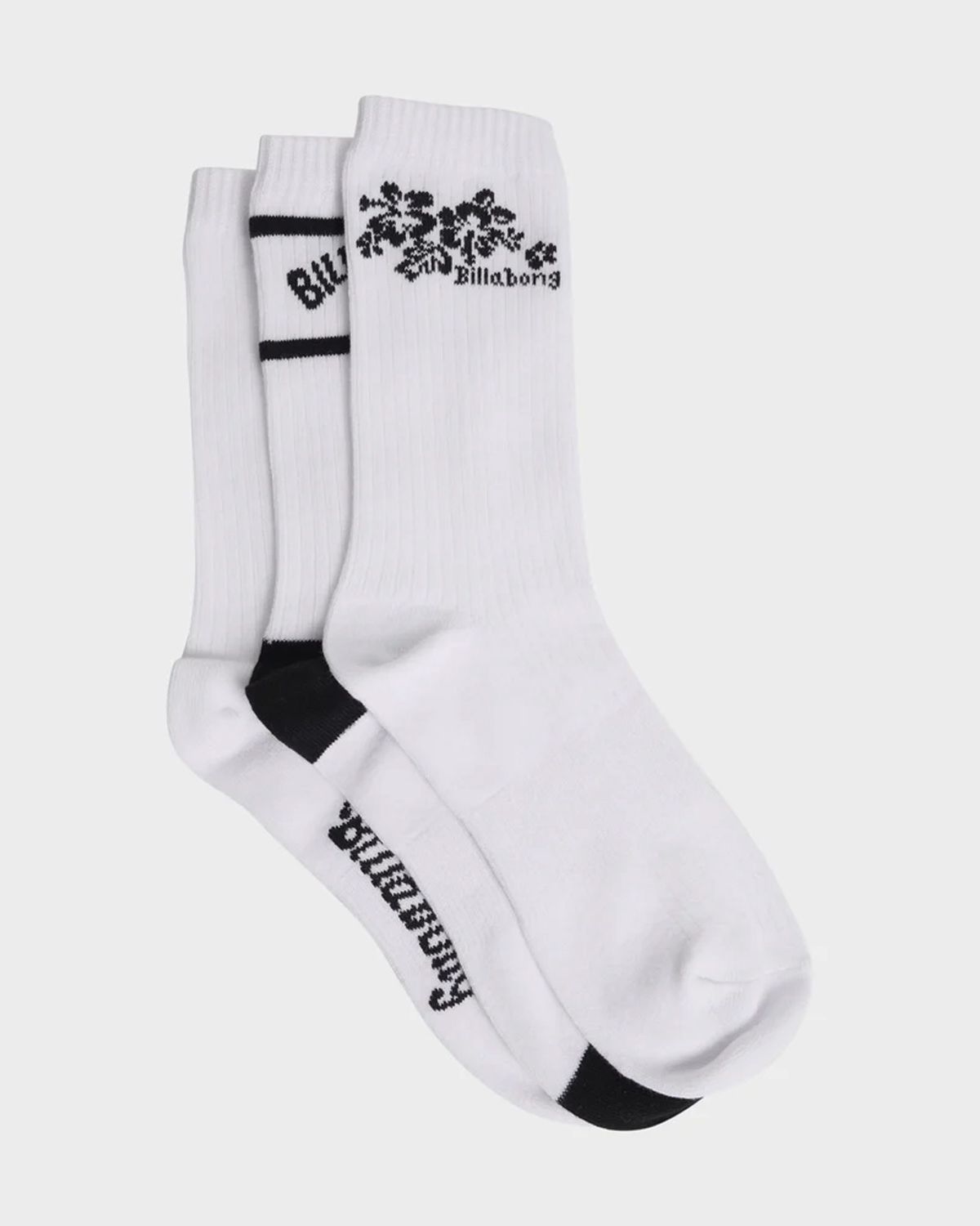 BILLABONG LADIES GOOD TIMES SOCKS 3 PACK - BLACK WHITE