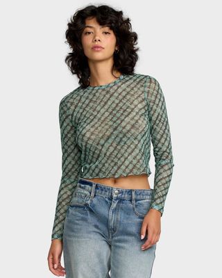 RVCA WOMENS RIVER LS KNIT TOP - SEA GREEN