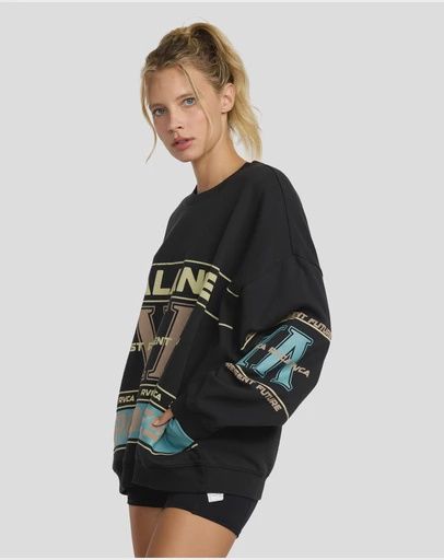 RVCA WOMENS PUCK IT PULLVOER - BLACK