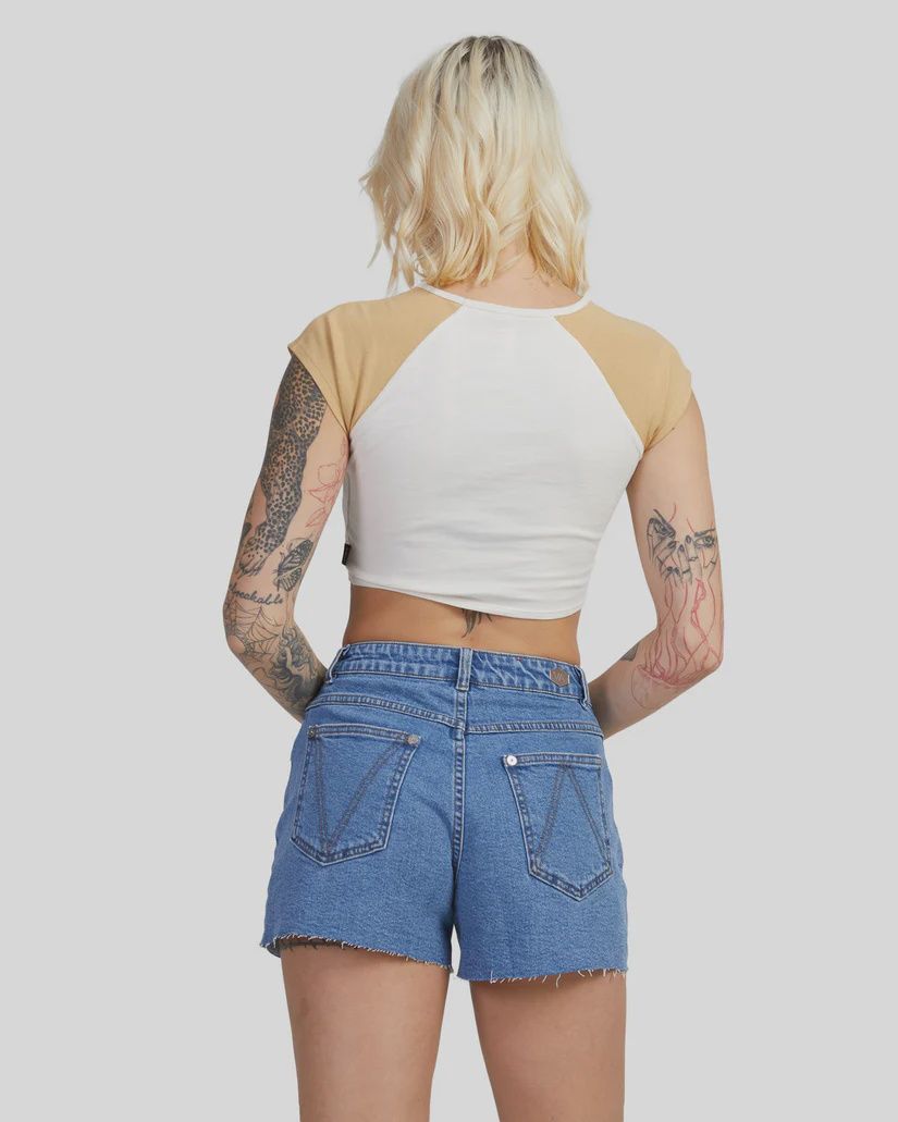 RVCA WOMENS PACIFIC DENIM SHORT - WASHED BLUE