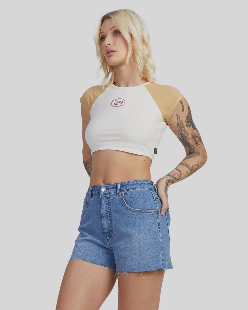 RVCA WOMENS PACIFIC DENIM SHORT - WASHED BLUE