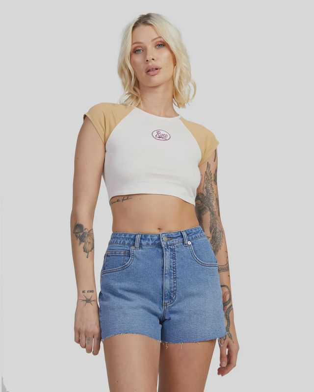 RVCA WOMENS PACIFIC DENIM SHORT - WASHED BLUE