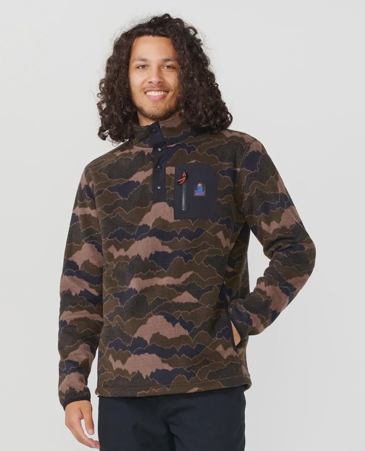 RIP CURL MENS SEARCH POLAR FLEECE CREW - CAMO
