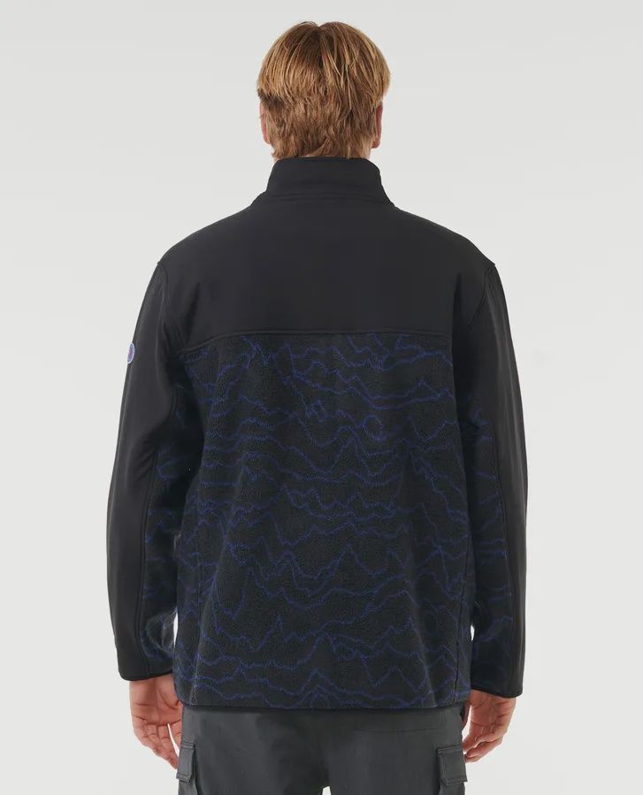 RIP CURL MENS ANTI SERIES SEARCH ZIP CREW - BLACK/BERRY
