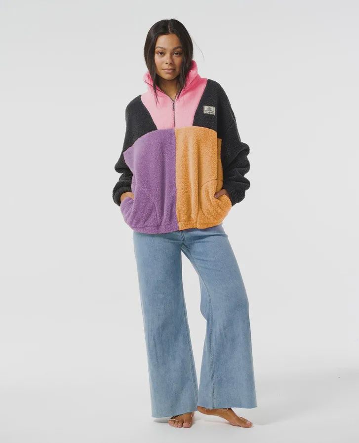 RIP CURL WOMENS BLOCK PARTY POLAR FLEECE - CHARCOAL