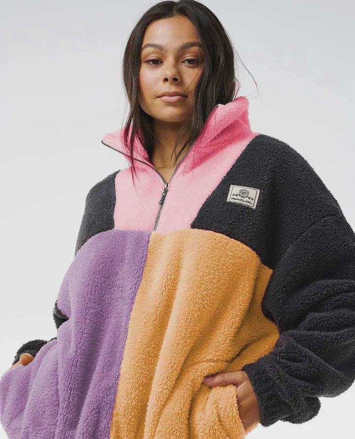 RIP CURL WOMENS BLOCK PARTY POLAR FLEECE - CHARCOAL