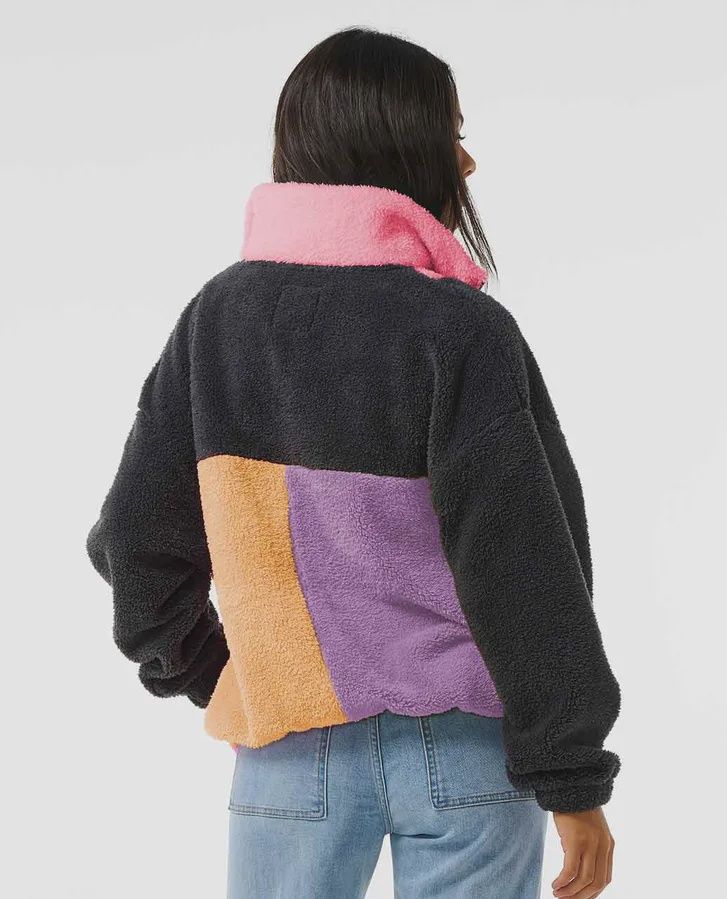 RIP CURL WOMENS BLOCK PARTY POLAR FLEECE - CHARCOAL