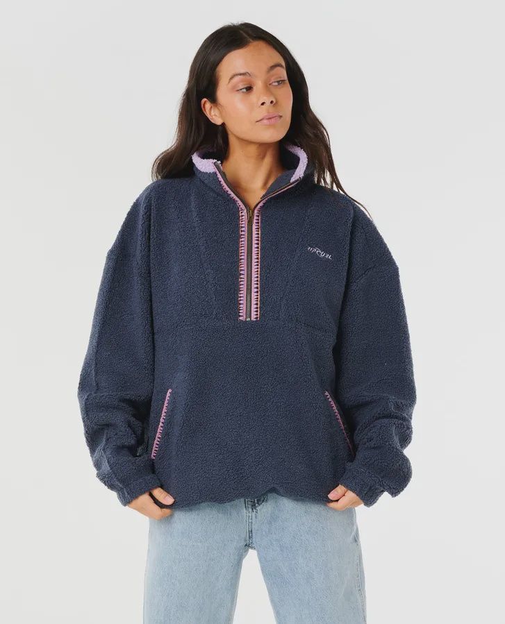 RIP CURL WOMENS NEON ISLES RETRO POLAR FLEECE - NAVY