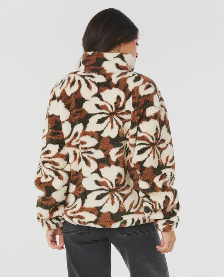 RIP CURL WOMENS CALA NIGHTS 1/4 ZIP POLAR FLEECE - NATURAL