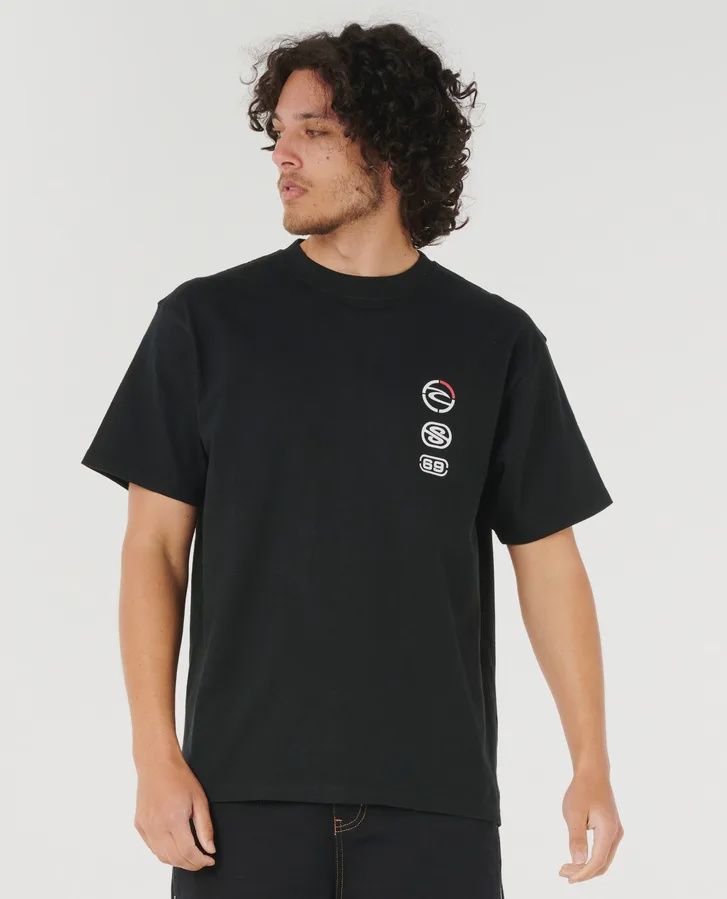 RIP CURL MENS ARCHIVE MATRIX SS TEE - BLACK