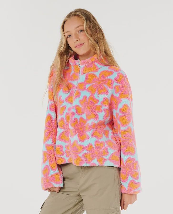 RIP CURL TEEN GIRLS NEON ISLES POLAR FLEECE - AQUA