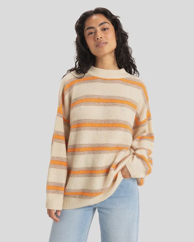 ROXY LADIES LITTLE DUME STRIPE KNIT - PARCHMENT LUCIE STRIPE
