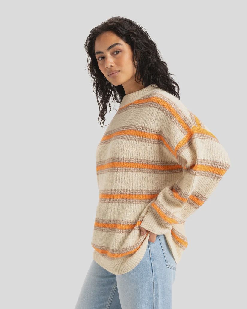 ROXY LADIES LITTLE DUME STRIPE KNIT - PARCHMENT LUCIE STRIPE