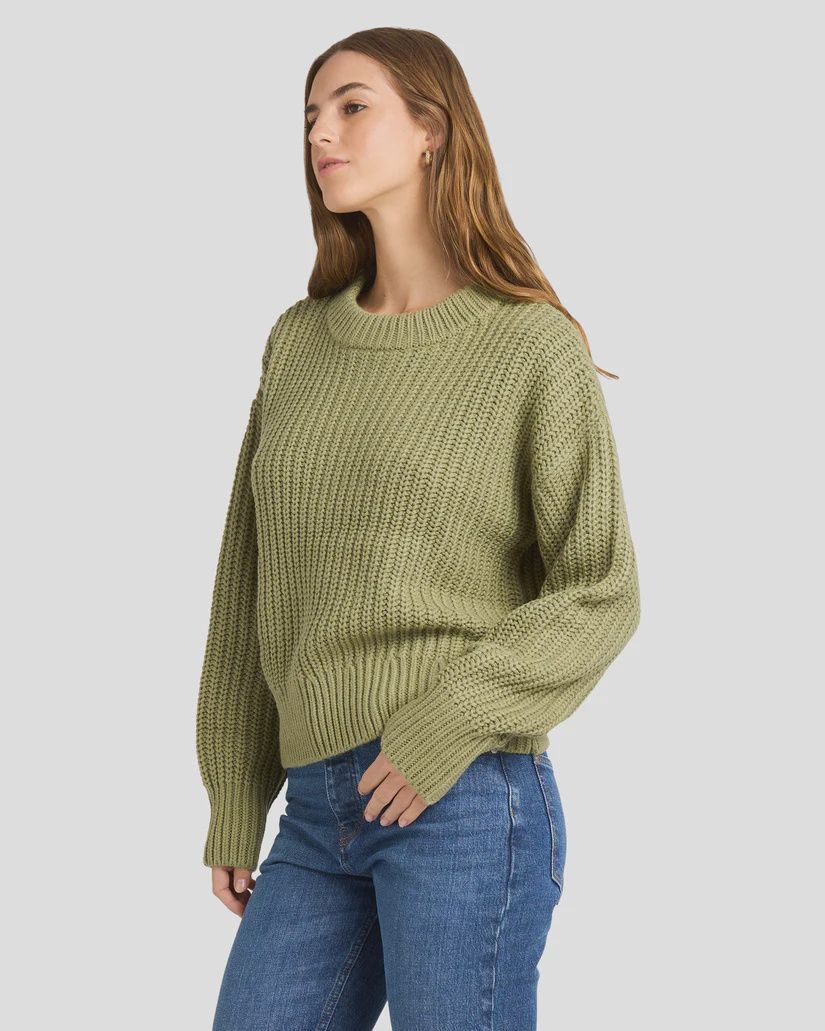 ROXY LADIES COMING HOME KNIT SWEATER - OIL GREEN