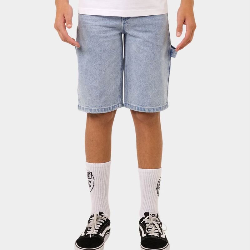 SANTA CRUZ BOYS SCREAMING WAVE PATCH CARPENTER SHORT - LIGHT INDIGO