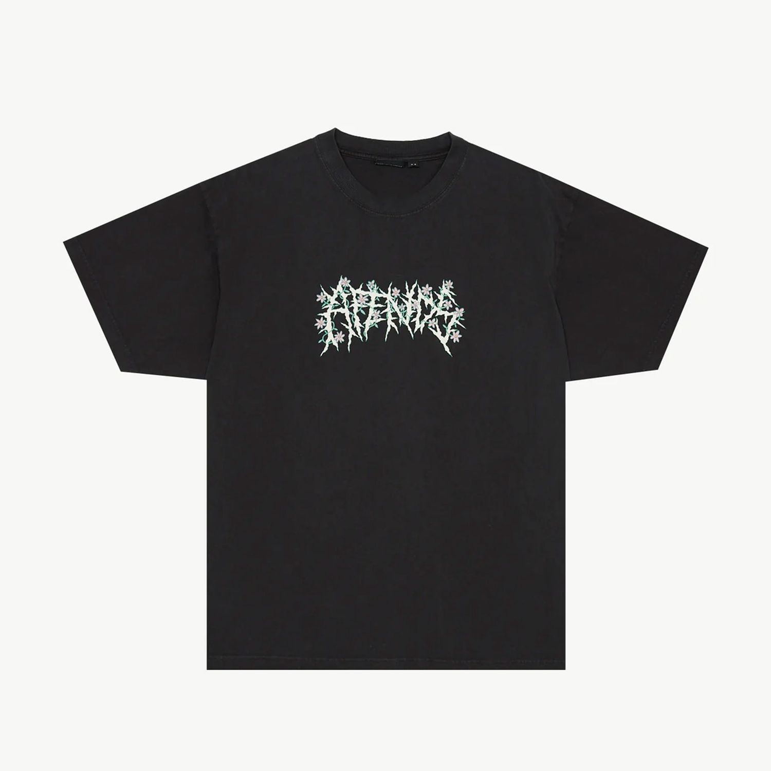 AFENDS MENS HEAVY PETAL HEAVYWEIGHT BOXY SS TEE - STONE BLACK