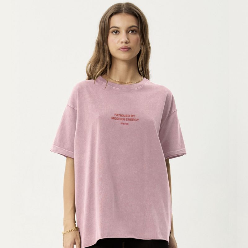 AFENDS WOMENS FATIGUED OVERSIZED SS TEE - MARRAKESH