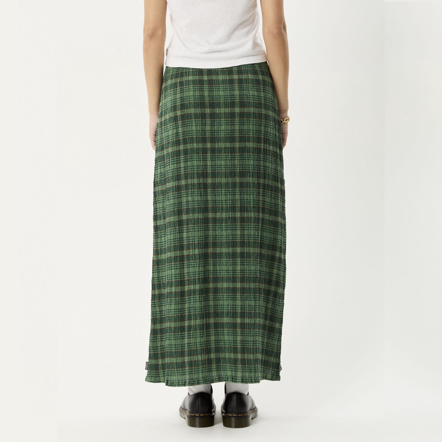 AFENDS WOMENS LONNIE SEERSUCKER MAXI SKIRT - HUNTER GREEN
