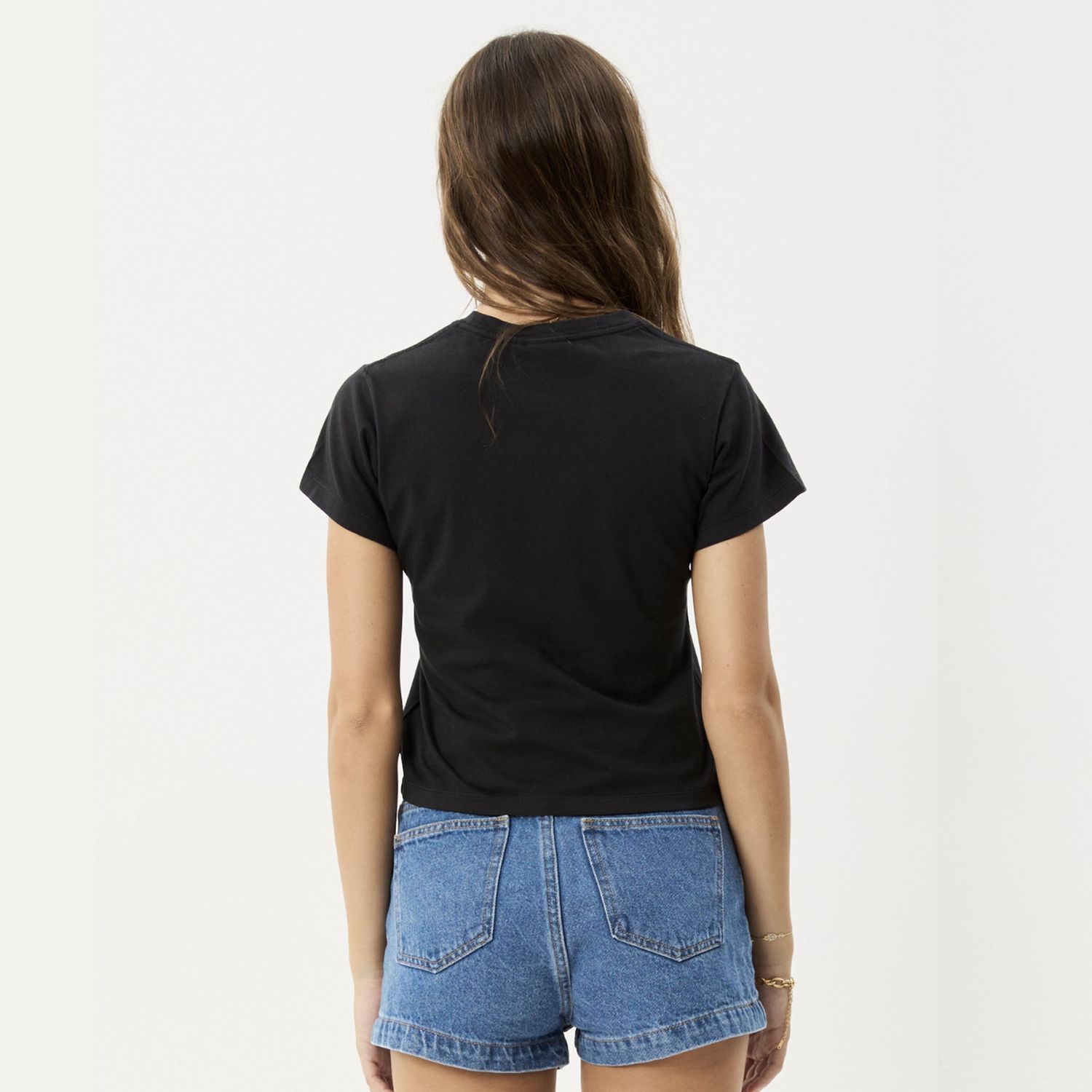 AFENDS WOMENS MAISIE SS BABY TEE - STONE BLACK