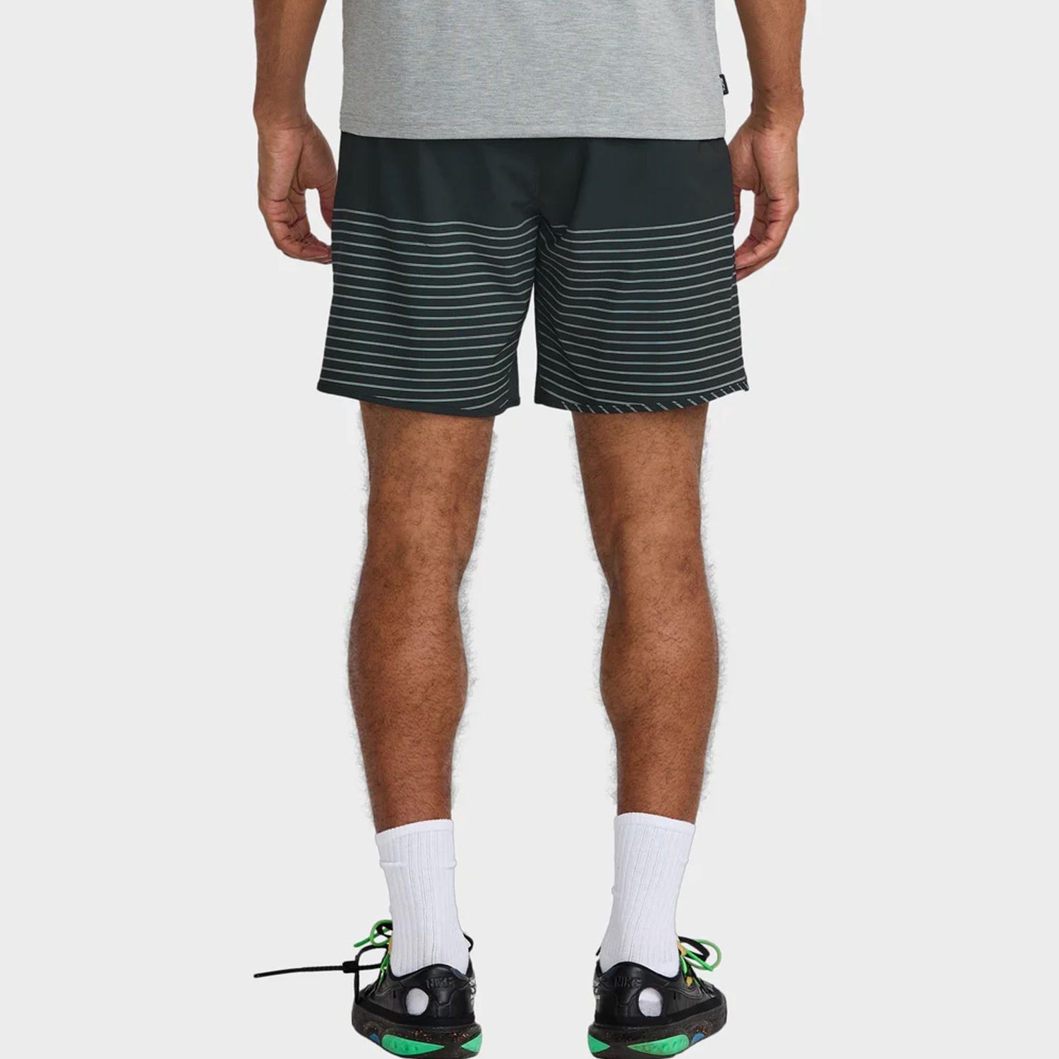 RVCA MENS YOGGER STRETCH 17&quot; ELASTIC SHORT - BLACK STRIPE