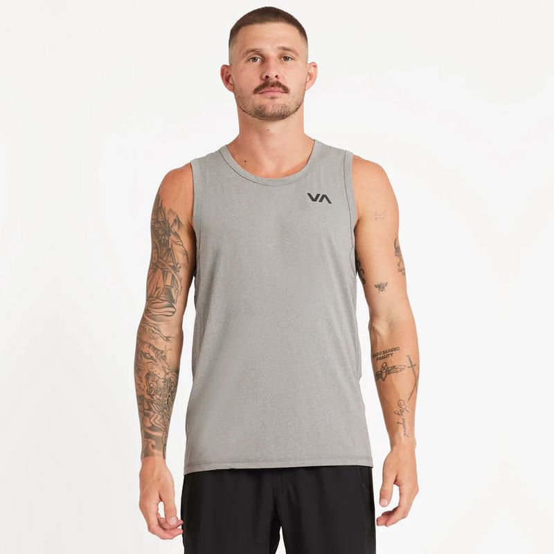 RVCA MENS SPORT VENT SINGLET - HEATHER GREY