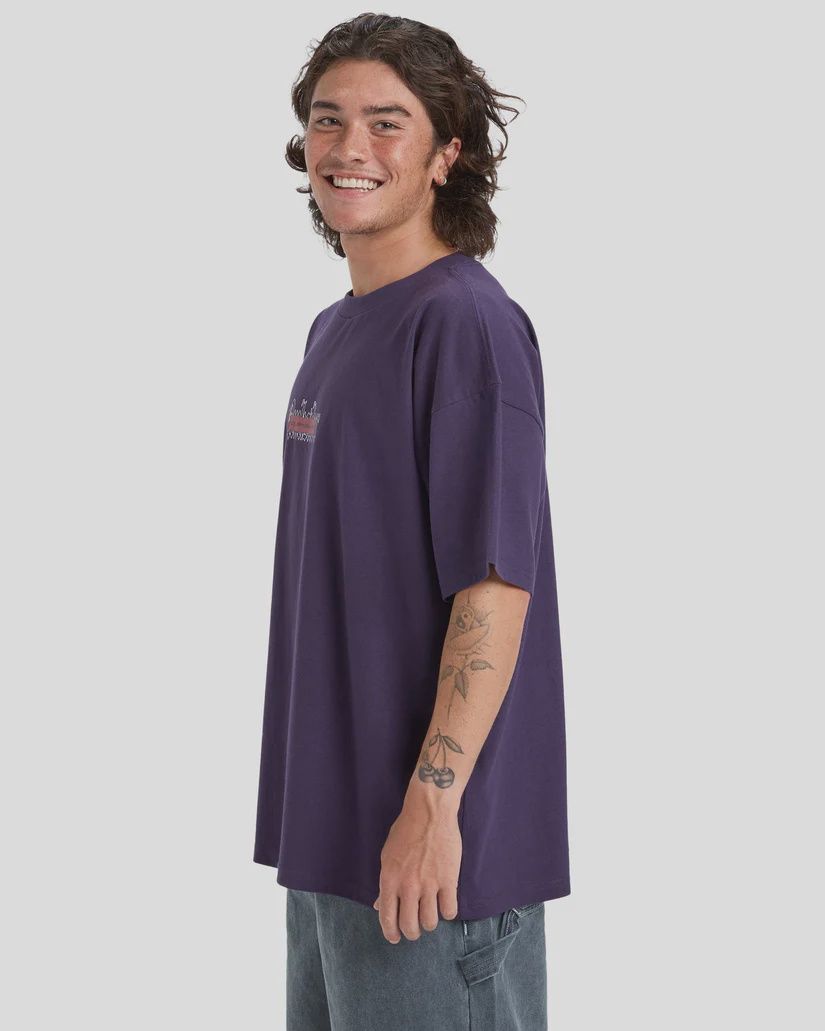 QUIKSILVER MENS MERCURY DOUBLE UP SS TEE - PURPLE VELVET