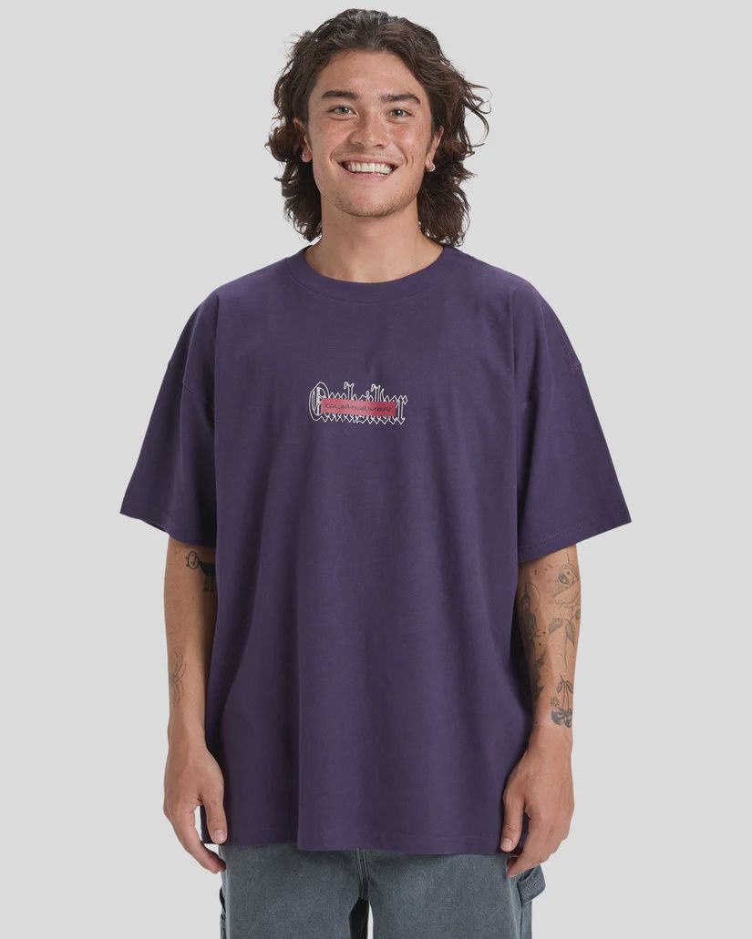 QUIKSILVER MENS MERCURY DOUBLE UP SS TEE - PURPLE VELVET