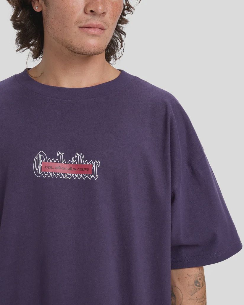 QUIKSILVER MENS MERCURY DOUBLE UP SS TEE - PURPLE VELVET