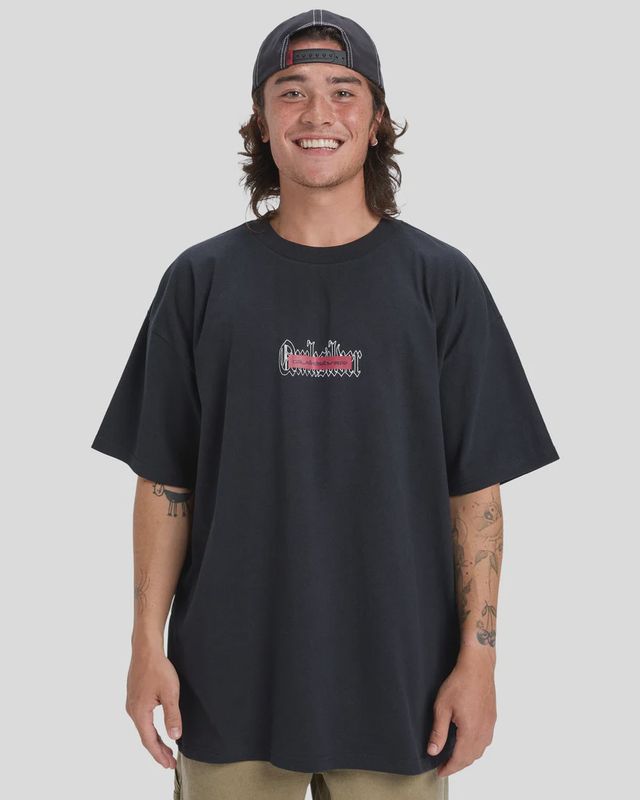 QUIKSILVER MENS MERCURY DOUBLE UP SS TEE - BLACK
