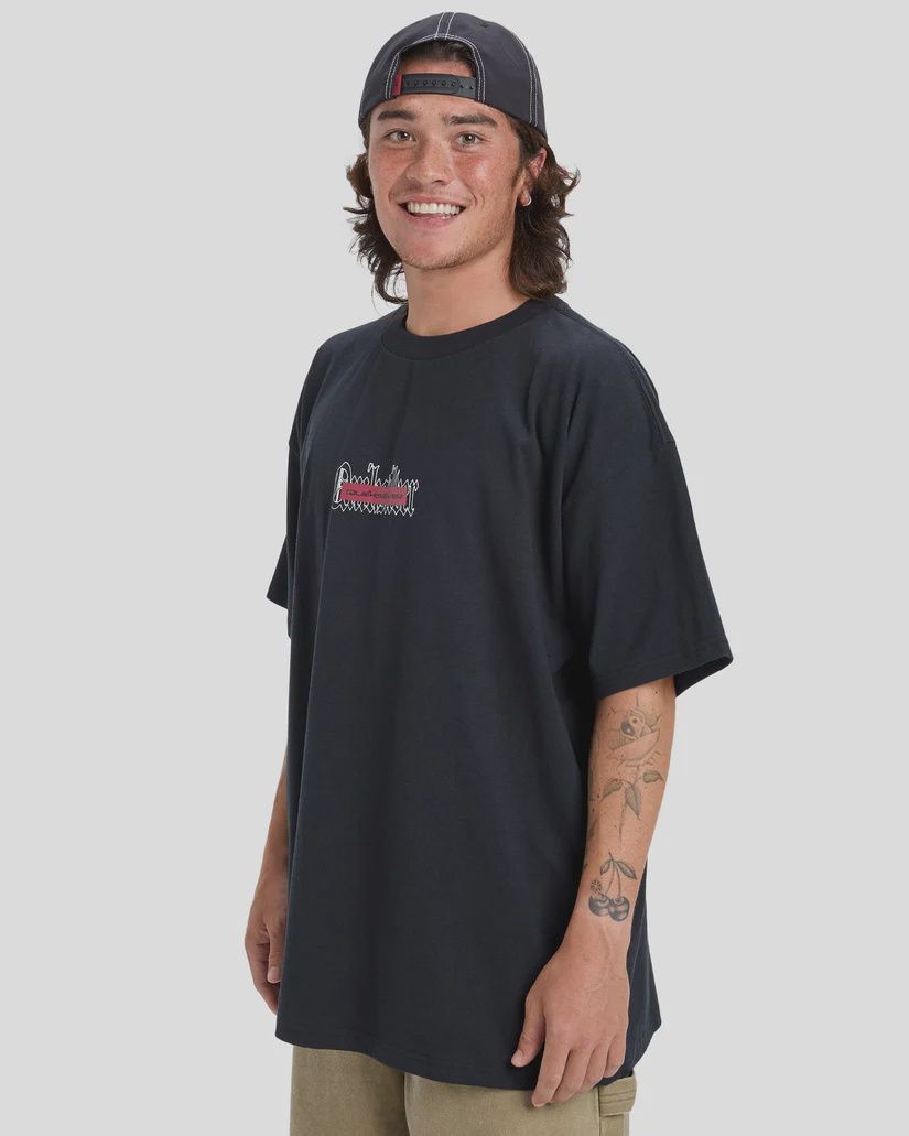 QUIKSILVER MENS MERCURY DOUBLE UP SS TEE - BLACK